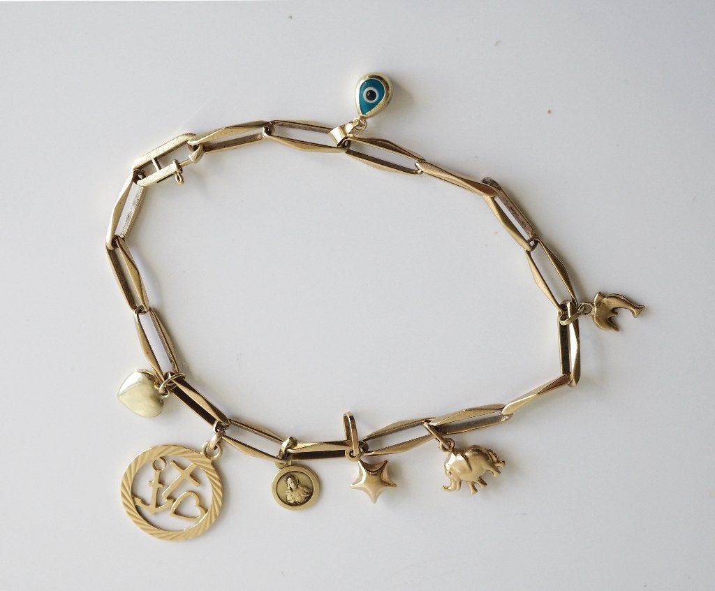 14 krt gouden closed for ever armband met bedels, ., Ophalen of Verzenden, Zo goed als nieuw, .