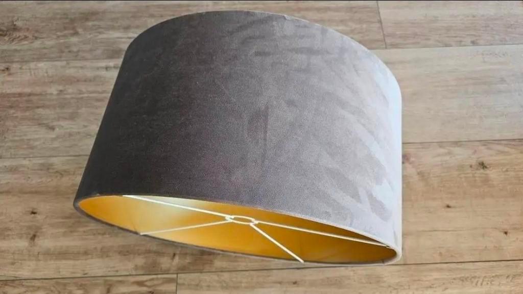 Lampenkap Melanie, Taupe en gouden velours 50 cm, Ophalen, Nieuw, Bruin, Rond