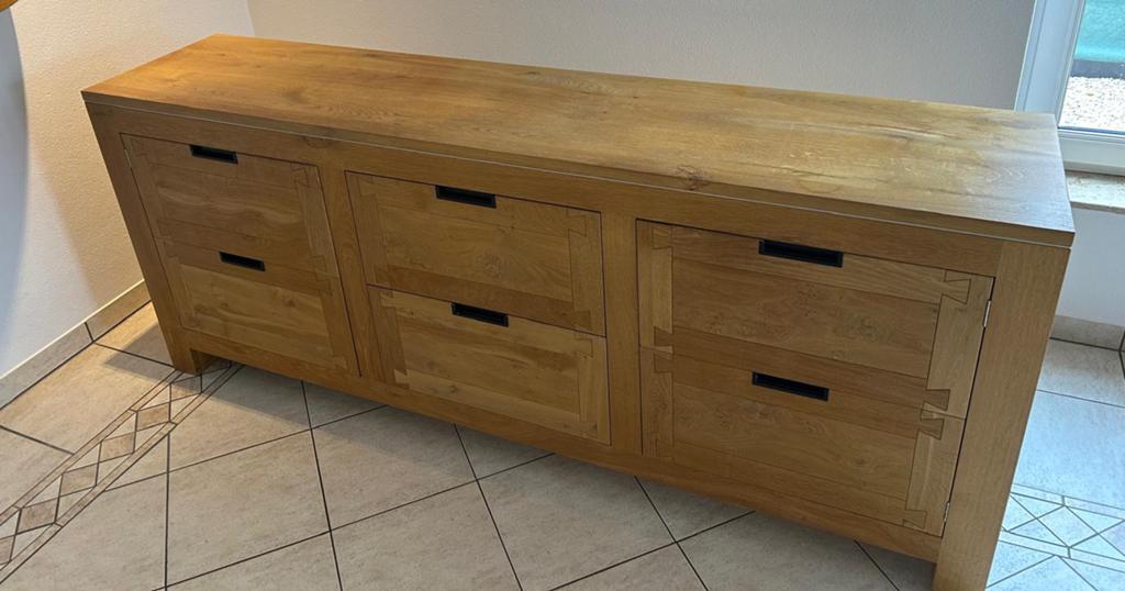 Op maat gemaakt eikenhout dressoir, Ophalen, Eikenhout, Zo goed als nieuw, 200 cm of meer