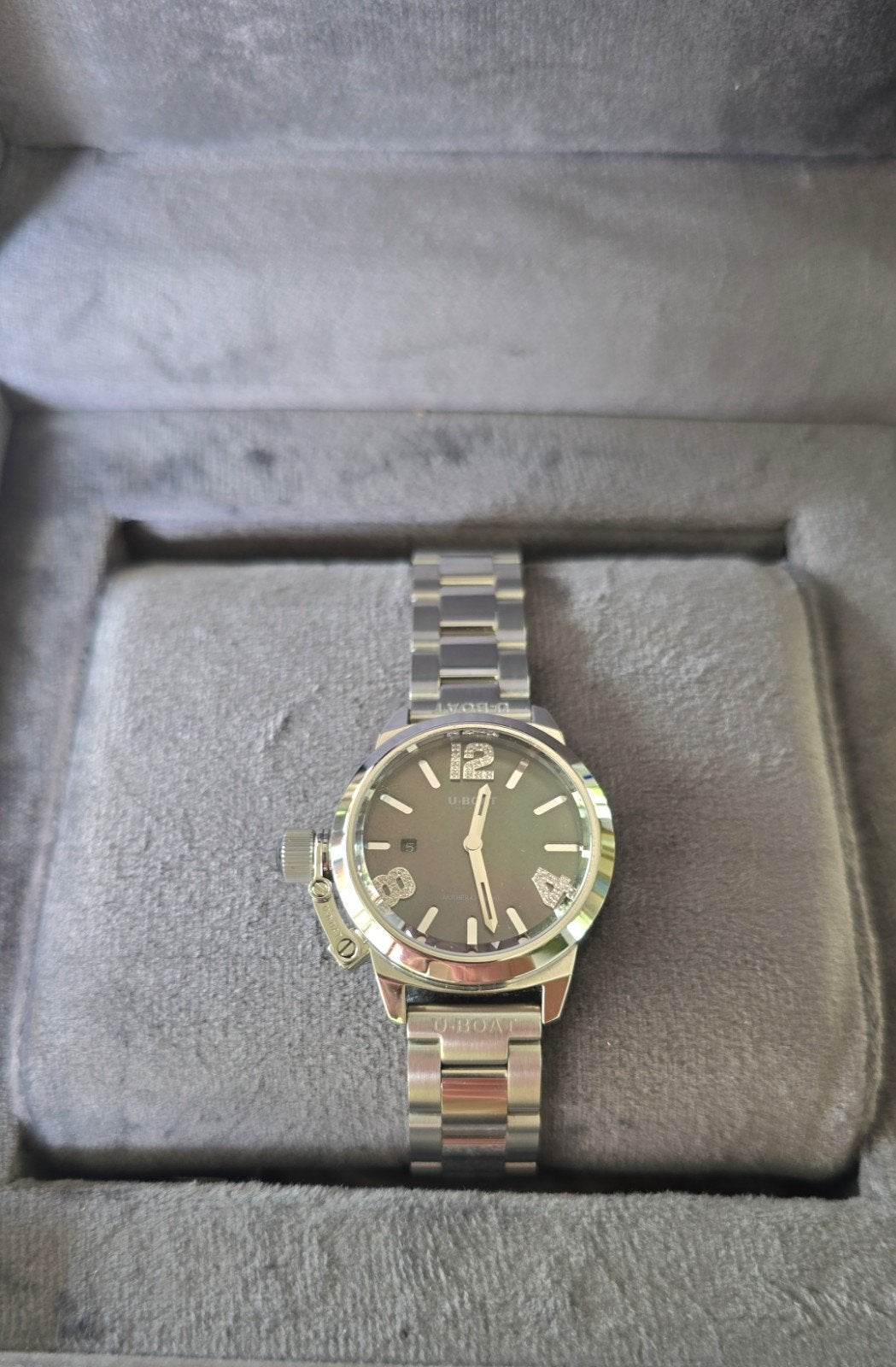 U-Boat Classico 30mm Zwart Dameshorloge met diamanten, Ophalen of Verzenden, Nieuw, Staal, Overige merken