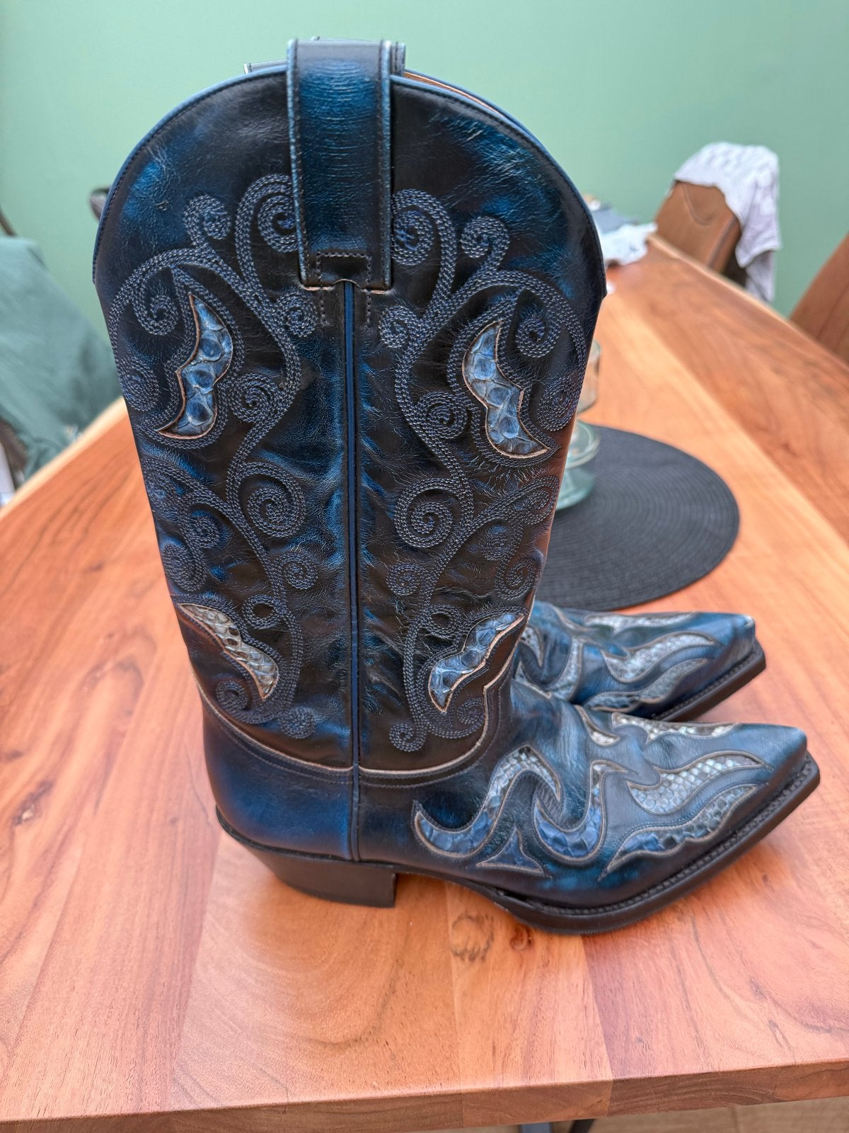 Sendra Cowboylaarzen - Blauw met Slangenprint, Blauw, Boots, Ophalen of Verzenden, Zo goed als nieuw