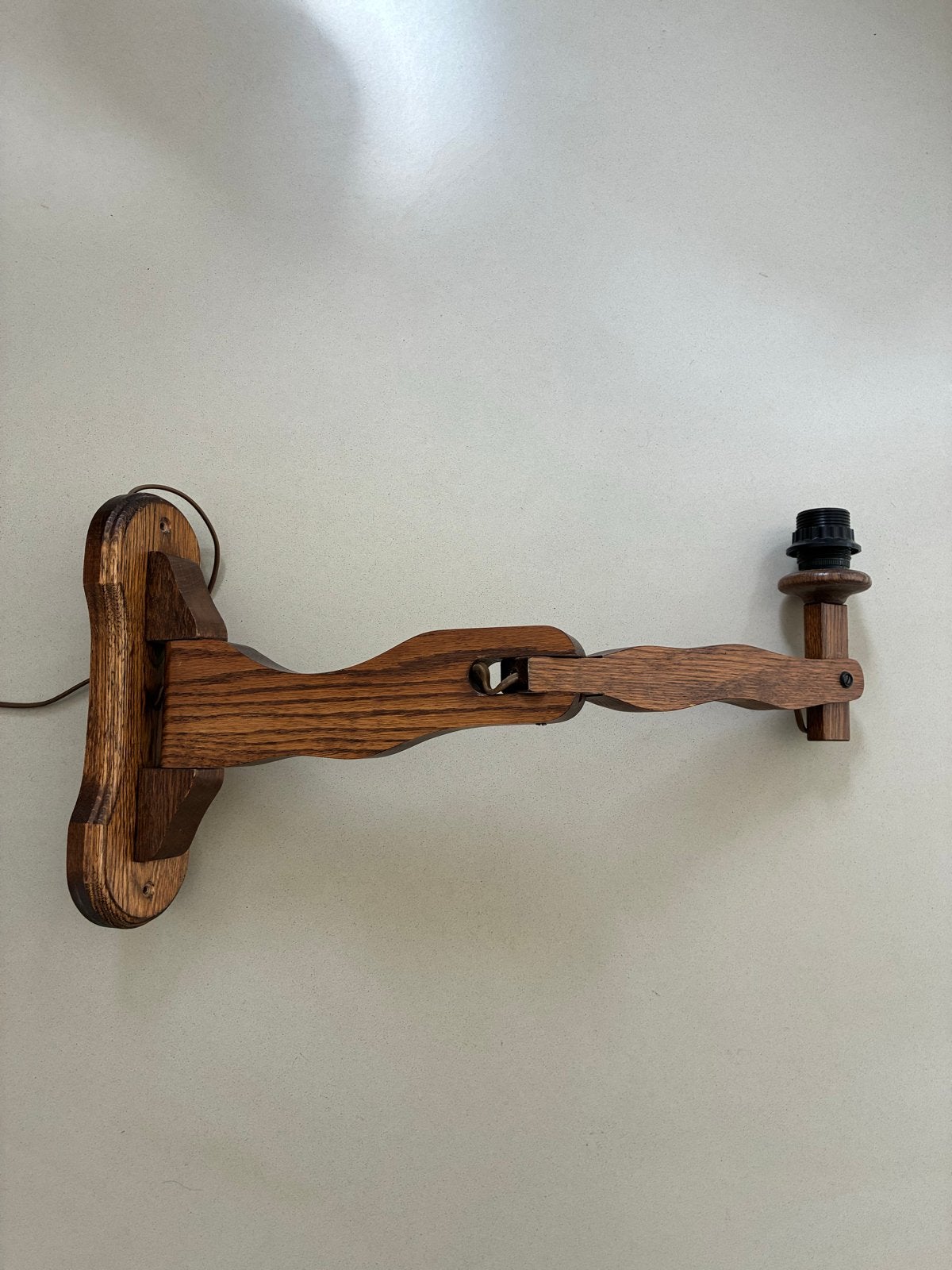 Mid-century eiken houten schaarlamp, Antiek en Kunst, Ophalen of Verzenden