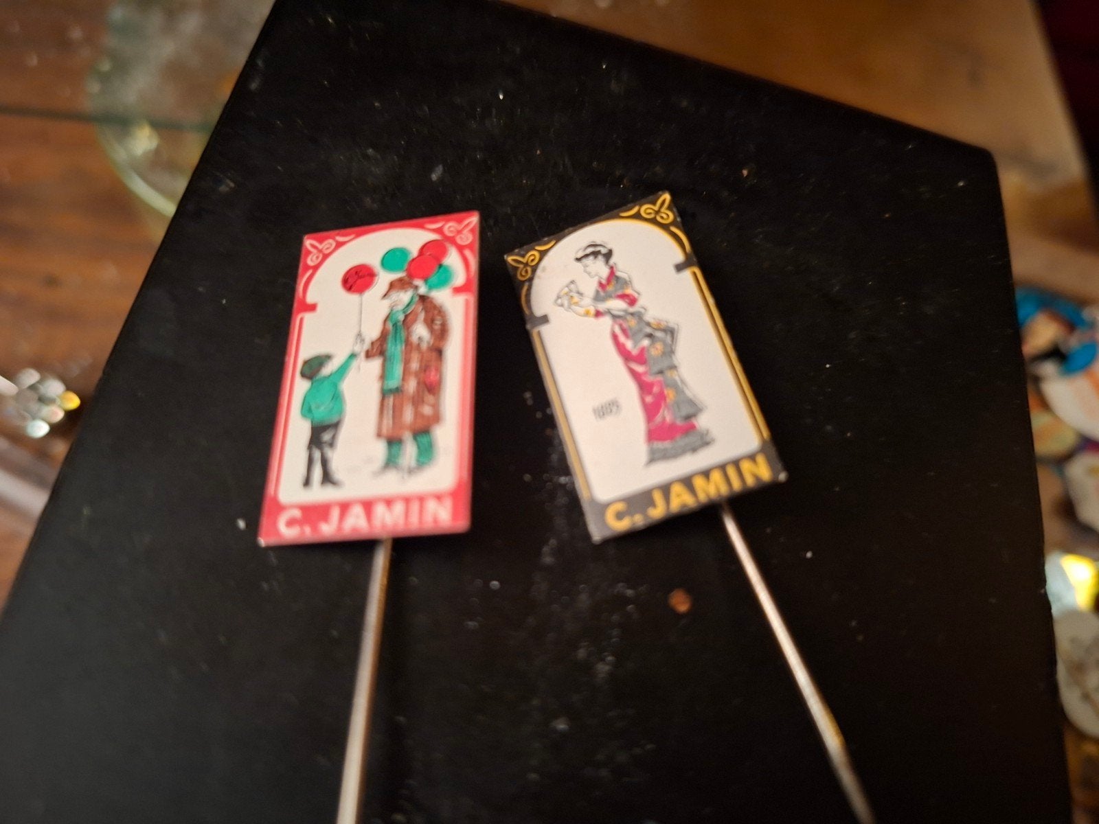 Vintage C. Jamin Speldjes - Set van 2, Ophalen, Gebruikt, Overige onderwerpen, Speldje of Pin