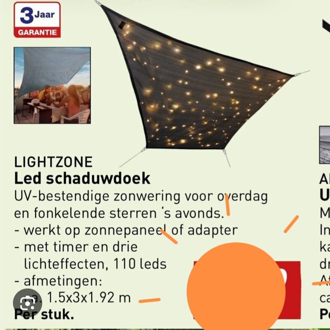 Led schaduwdoek met palen - Nieuw in dozen, Ophalen of Verzenden, Nieuw