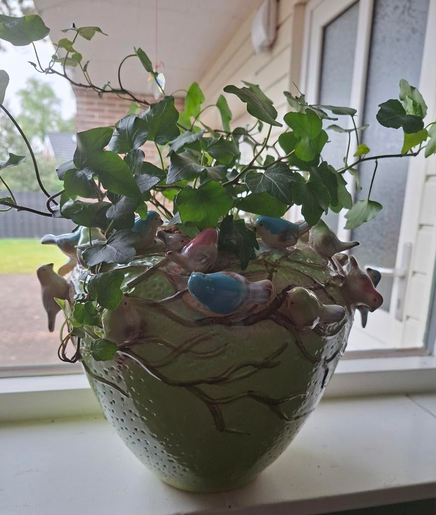 Des Pots potten met vogeltjes  Handgemaakt, Huis en Inrichting, Overige materialen, Gebruikt, Ophalen of Verzenden, Minder dan 50 cm