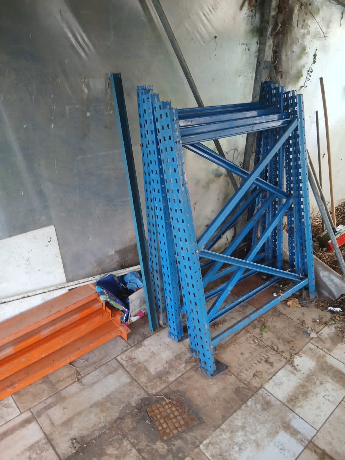 Palletstelling - Blauwe staanders en oranje liggers, Ophalen, Gebruikt