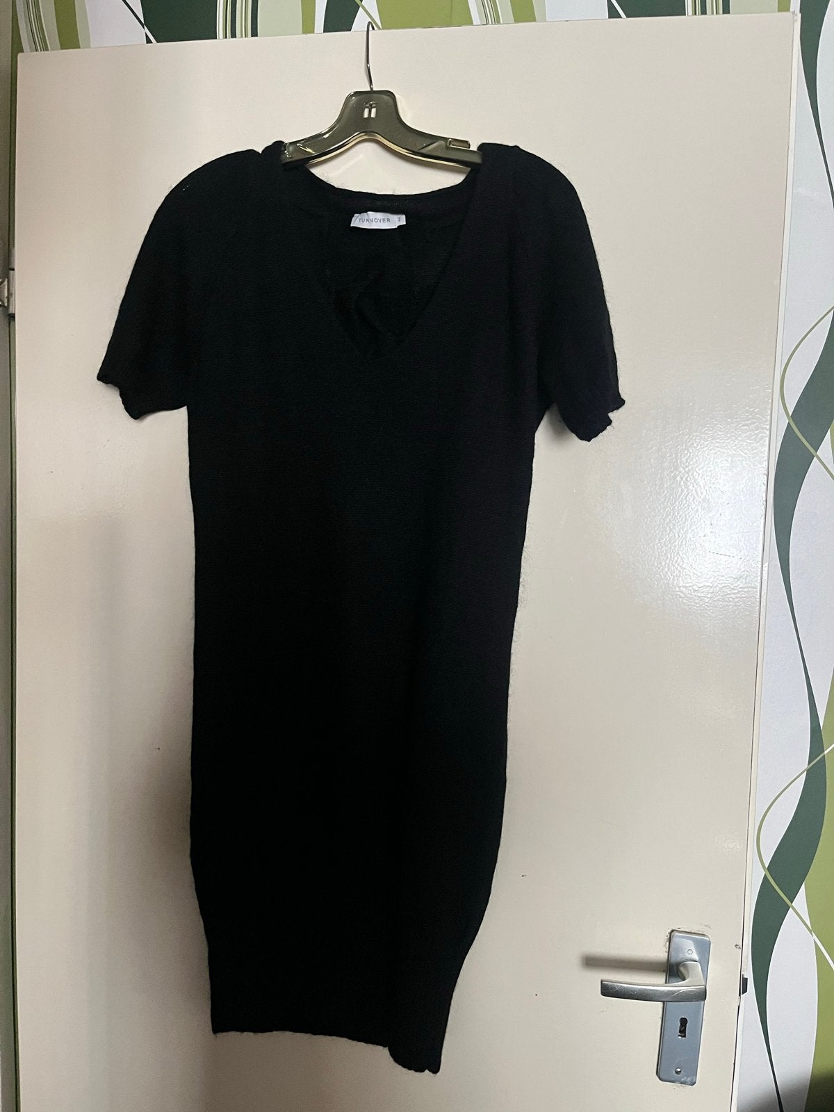 Zwarte Turnover  jurk maat S,/M30%mohair,30%wol, Ophalen of Verzenden, Zo goed als nieuw, Maat 36 (S), Zwart