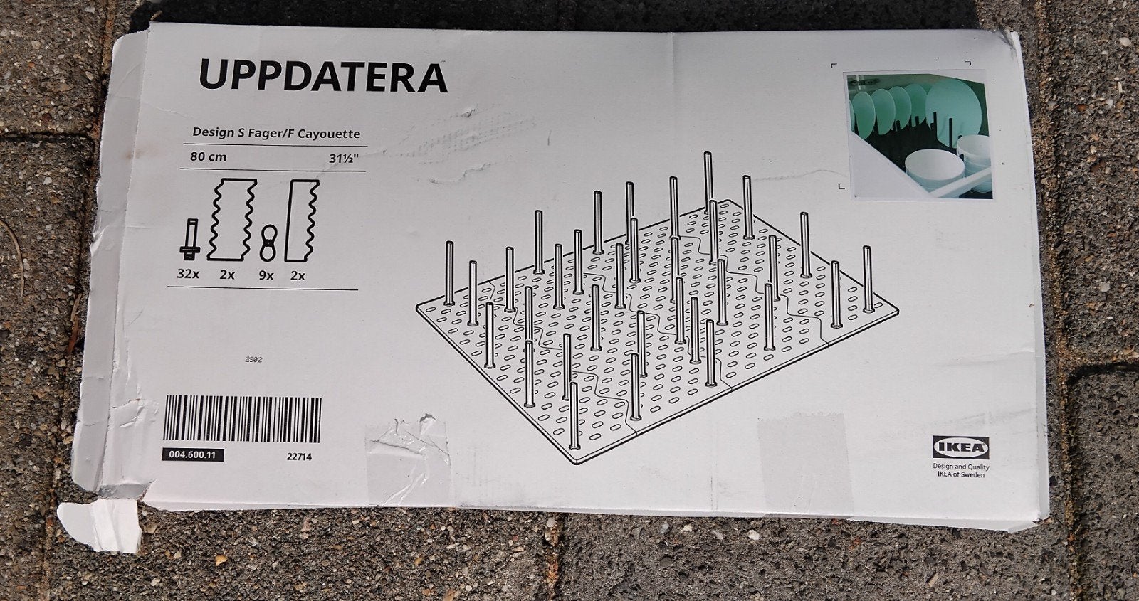 IKEA UPPDARERA Bordenrek - 80 cm, Bordenrek, IKEA, Kunststof, Nieuw