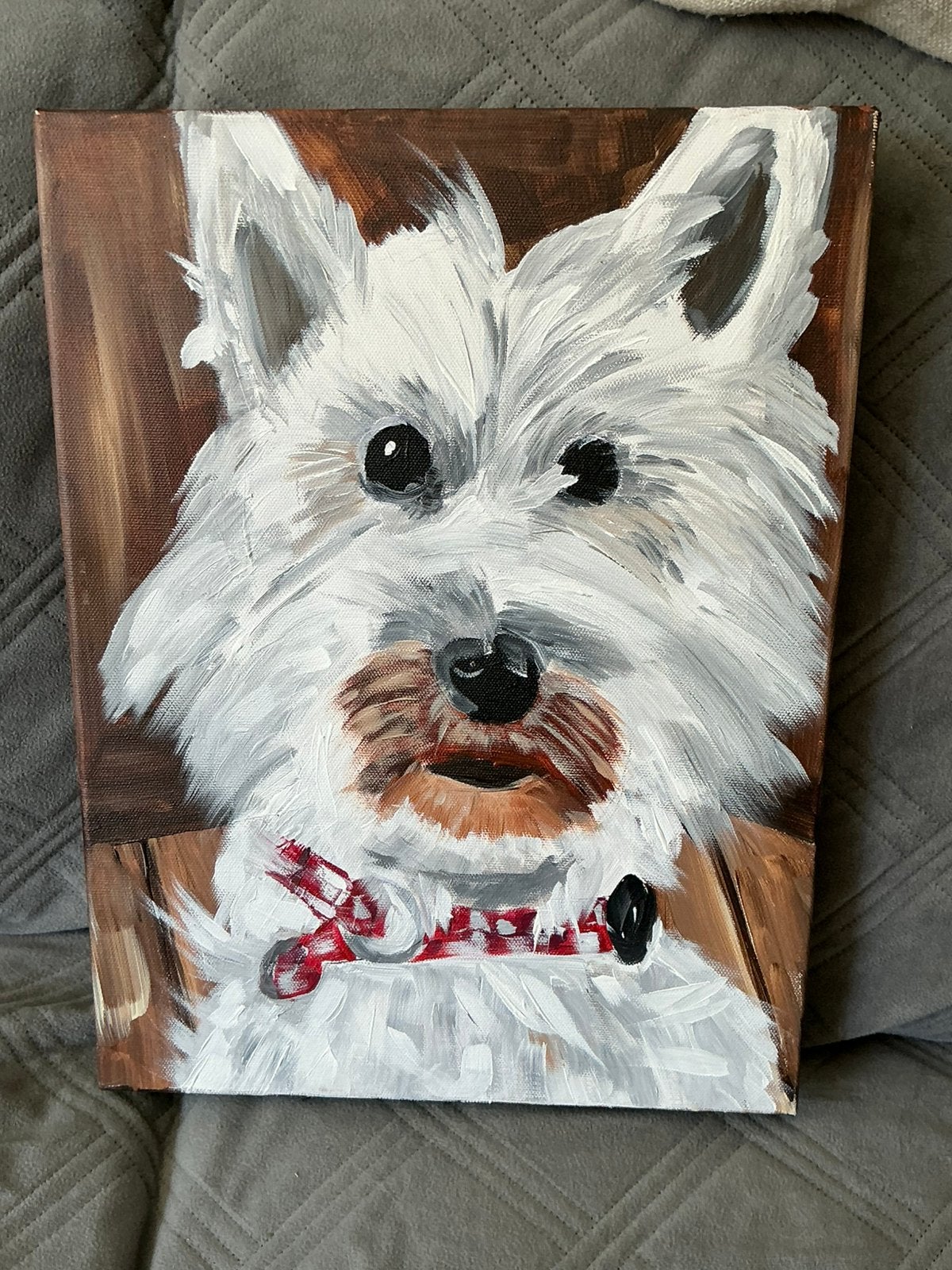 Olieverf west highland white terrier,westie schilderij,, Ophalen of Verzenden, Zo goed als nieuw