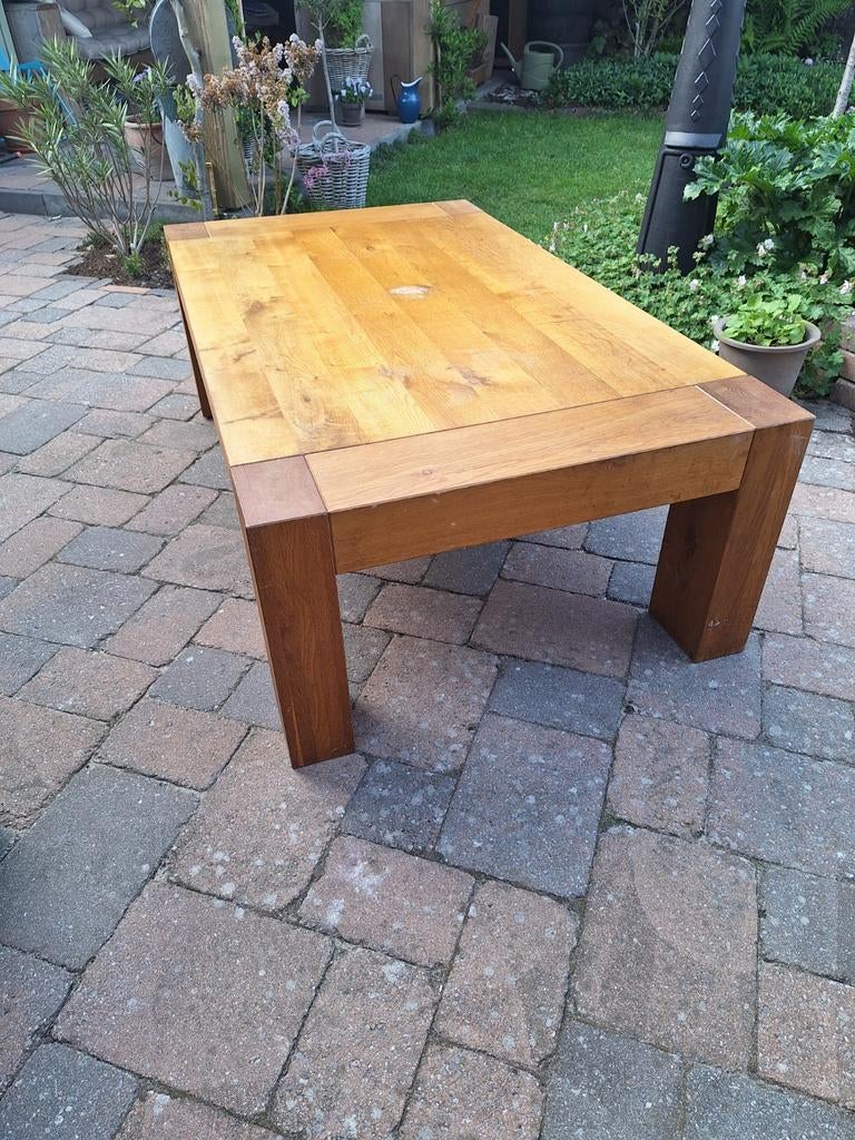 ZO SPOEDIG MOGELIJK OPHALEN! Robuuste eikenhouten salontafel, Huis en Inrichting, Ophalen, Gebruikt, 100 tot 150 cm, Robuust, Landelijk