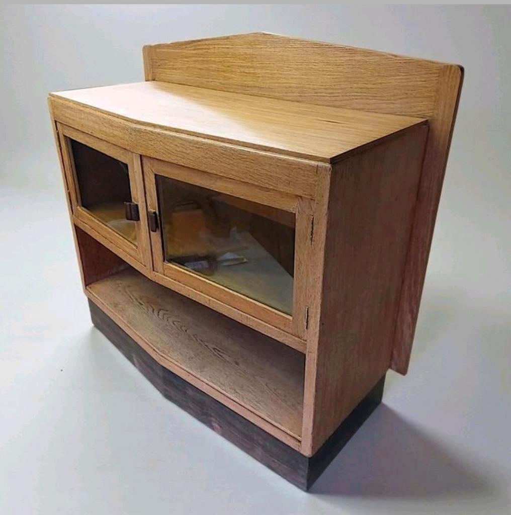 antiek Amsterdamse School kastje Art Deco theekastje, Ophalen, ., Eikenhout, 50 tot 100 cm