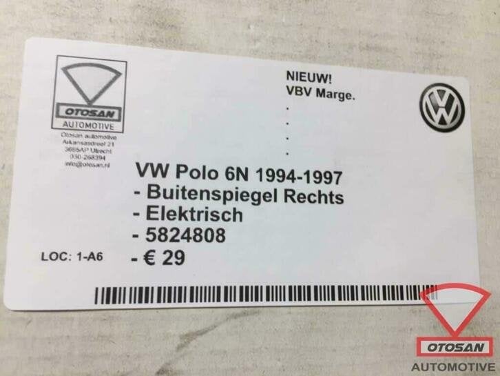 vw polo 6n 1994 1997 buitenspiegel spiegel rechts elekt. nie, Volkswagen, Volkswagen AG, Nieuw, Berliner Ring 2
38440  Wolfsburg, DE