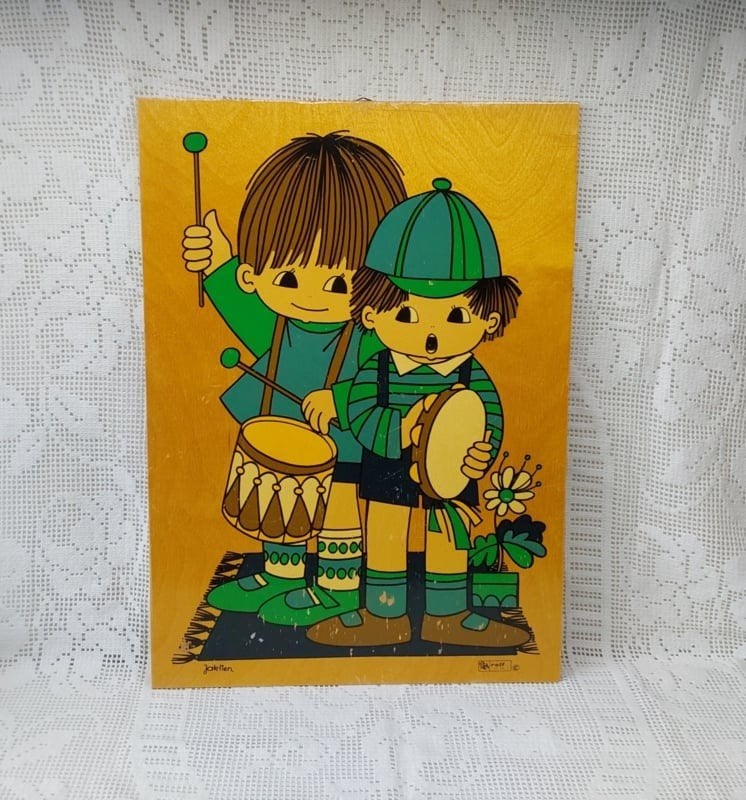 Jaklien Moerman prent op hout, jaren 70, Rolf leermiddelen, ., Nieuw, Ophalen of Verzenden