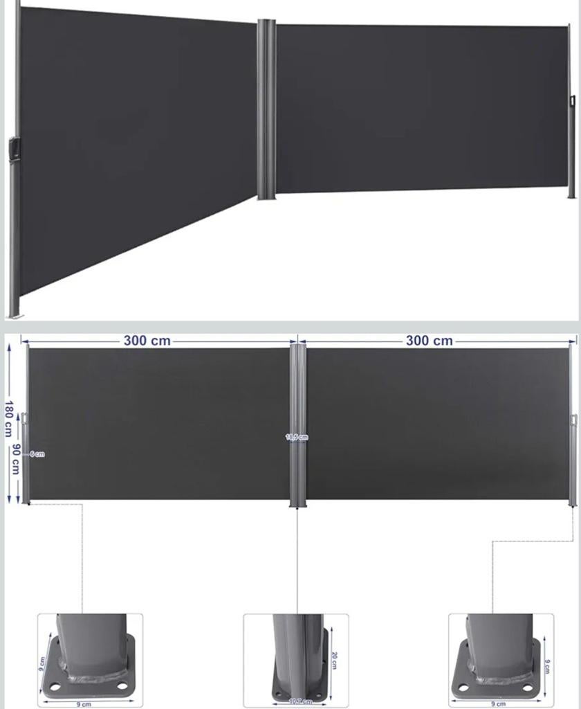 Uitschuifbaar Zijscherm - Privacy en Windbescherming, 1 tot 2 meter, Ophalen of Verzenden, 3 tot 6 meter, Nieuw