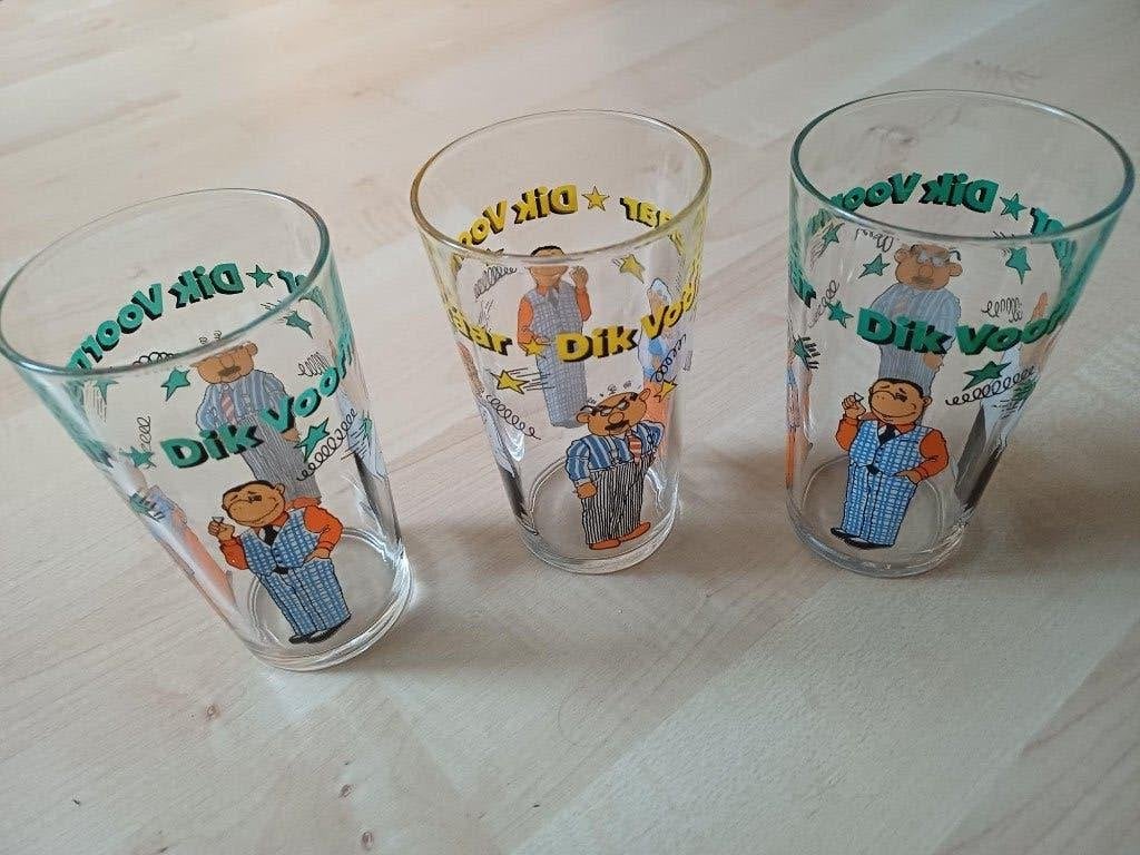 3 stuks Dik Voormekaar glazen, Verzamelen, Ophalen of Verzenden, Zo goed als nieuw, Frisdrankglas