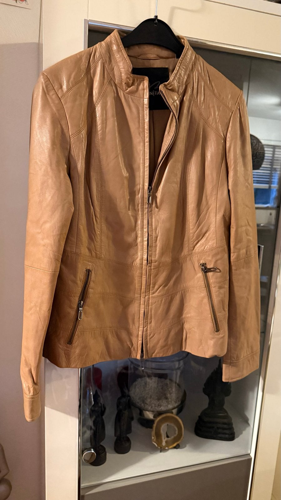 Leren jasje Bonita, maat 42, beige, Kleding | Dames, Ophalen of Verzenden, Zo goed als nieuw, Maat 42/44 (L), Beige