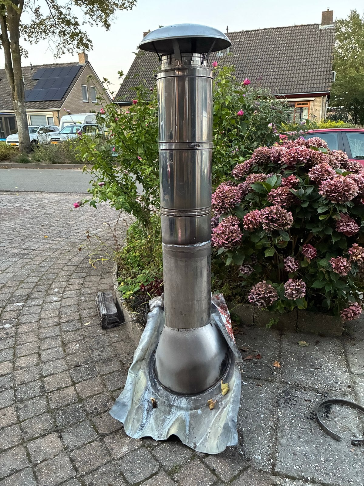 Gegalvaniseerde dakdoorvoer met lood en kap - Ø 36/20 cm, Ophalen, Gebruikt, Houthaard
