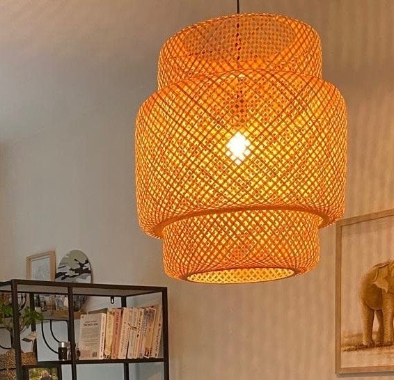 IKEA Sinnerlig Bamboe Hanglamp- zo goed als nieuw, Ophalen, Bohemian, Scandinavisch, Natuurlijk, Natuurlijk materiaal, E27 (groot)