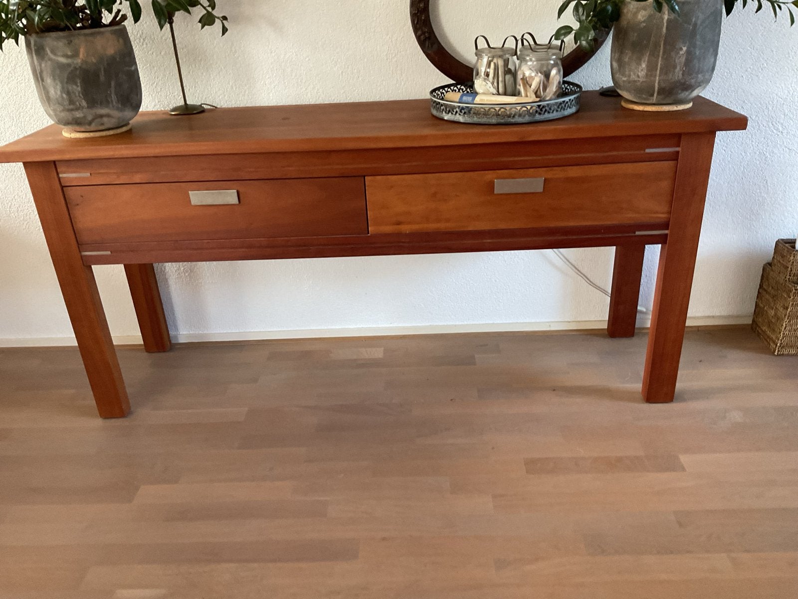 Sidetable kersenhout met 2 lades - 185x45x80cm, Huis en Inrichting, Tafels | Sidetables, Ophalen, Gebruikt, 150 tot 200 cm, Kersenhout