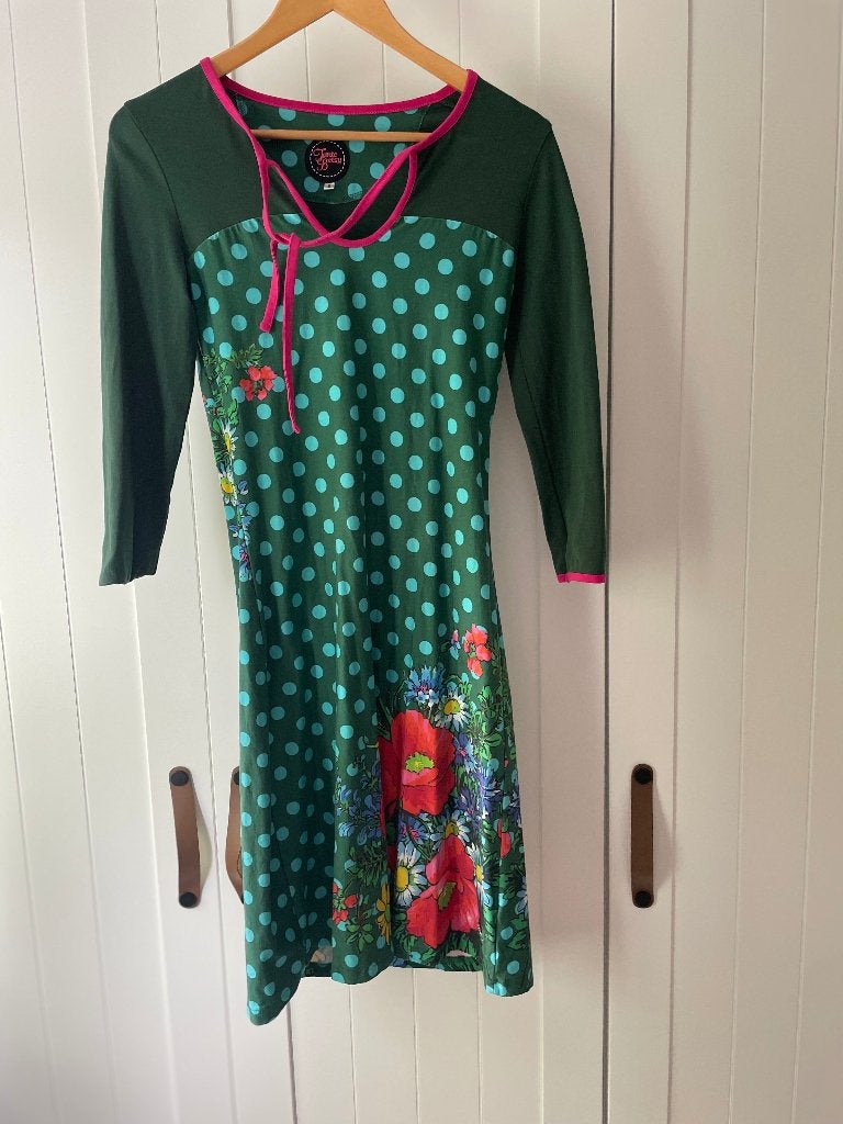 jurk tante Betsy maat S, Kleding | Dames, Blauw, Ophalen of Verzenden, Zo goed als nieuw, Knielengte
