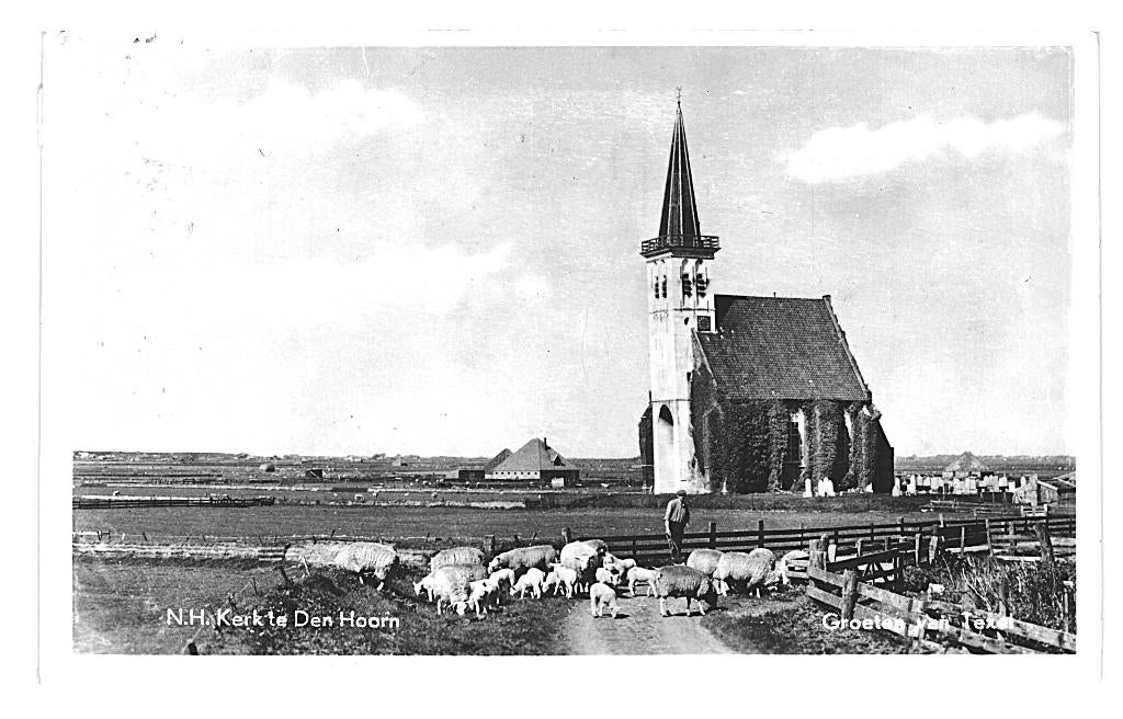 983543	Texel	Ned Herv Kerk	Den Hoorn	1958	Postzegel Afgewee, Ophalen of Verzenden, 1940 tot 1960, Gelopen, Waddeneilanden