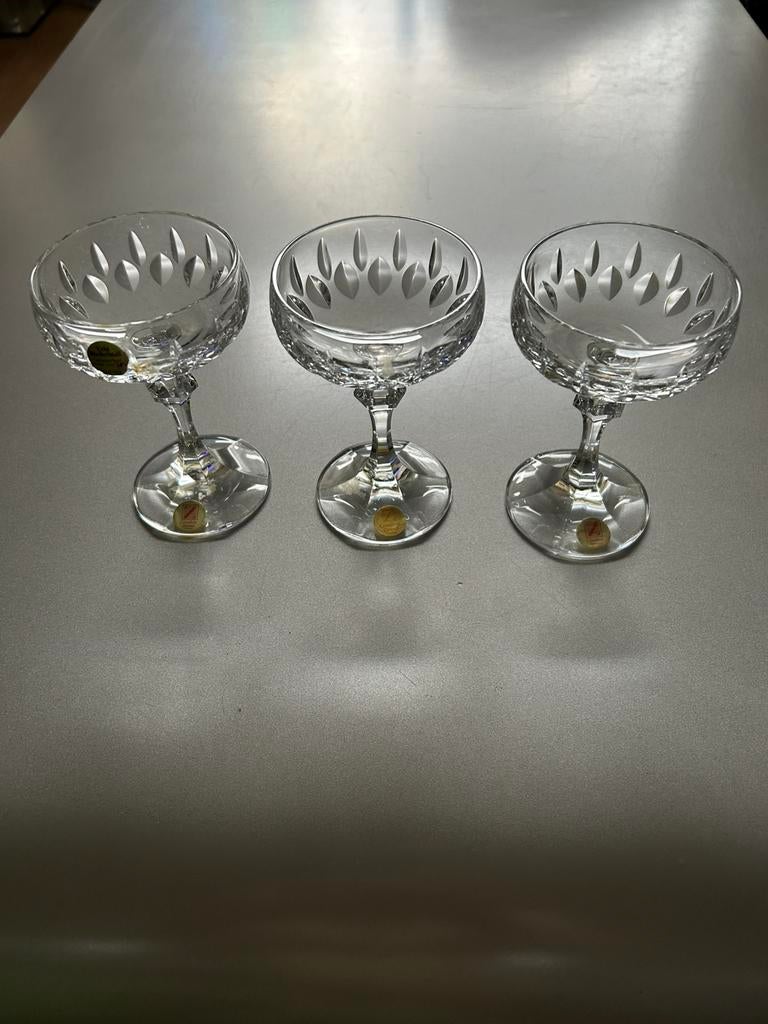 3 kristallen champagne coupes, Villeroy & Boch, Antiek en Kunst, Antiek | Glas en Kristal, Ophalen of Verzenden
