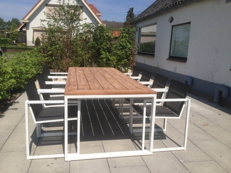 Design tuinsets met teak of aluminium tafelblad, Ophalen of Verzenden, Nieuw
