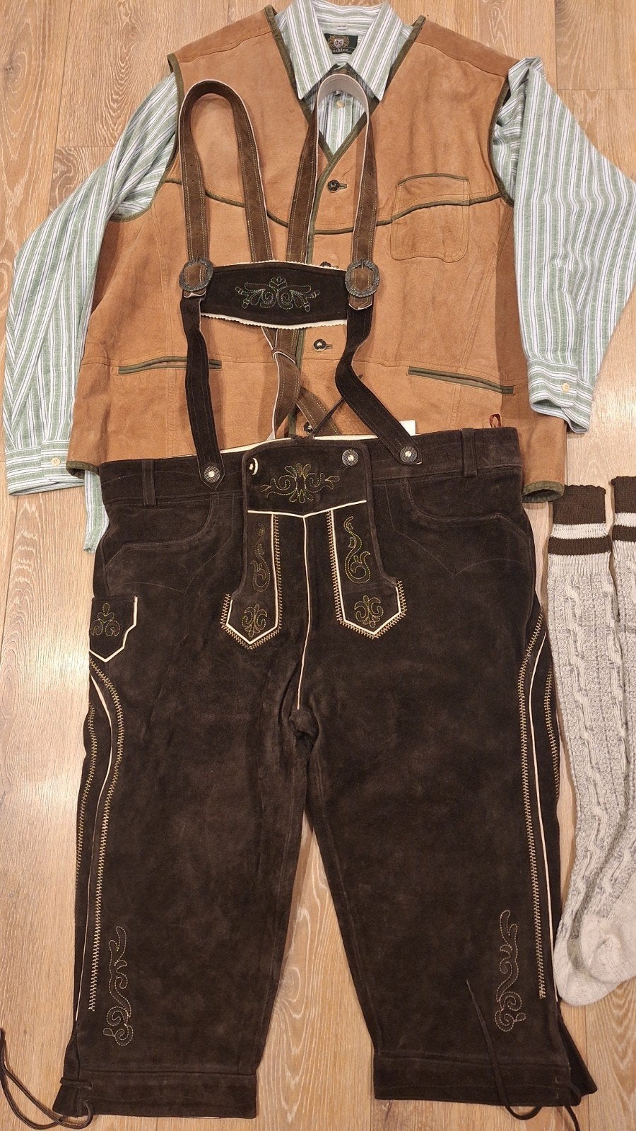 Lederhose 60 leren gilet overhemd kousen oktoberfeest, Ophalen of Verzenden, Gedragen, Overige maten, Wiesn fashion