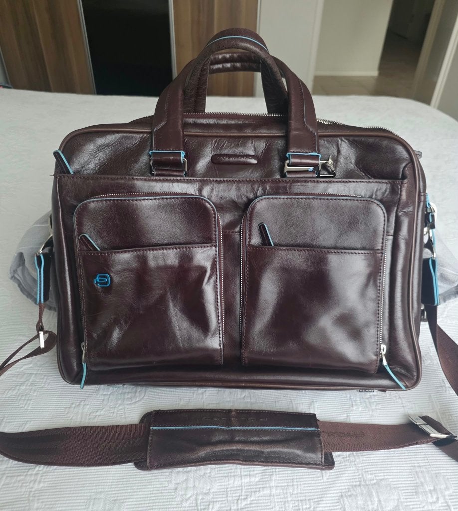 Piquadro expandable Work bag 15,6" - Brown Blue square, Bruin, 15 inch, Ophalen of Verzenden, Zo goed als nieuw