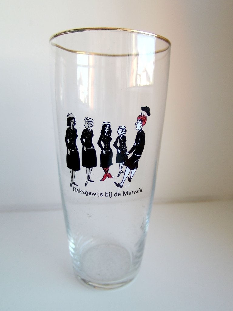 Bierglas Koninklijke Marine 'Baksgewijs bij de Marva's', Verzamelen, Verzenden, Marine, Nederland, Overige typen