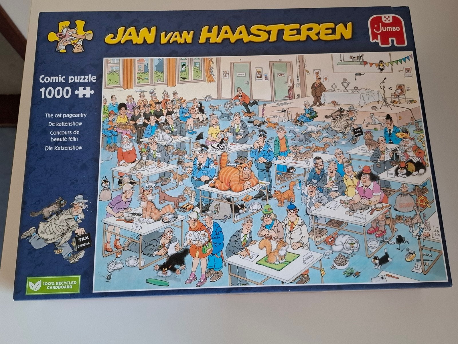 Jan van Haasteren "De Kattenshow"  1.000 stukjes, Ophalen of Verzenden, 500 t/m 1500 stukjes, Zo goed als nieuw, Legpuzzel