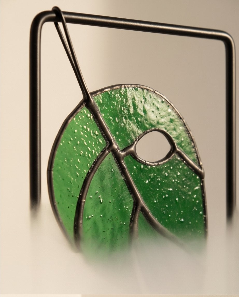 Monstera blad van gerecycled glas in ijzeren frame, Huis en Inrichting, Groen, Gebruikt, Ophalen of Verzenden, Modern