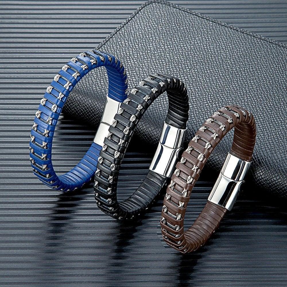 Leren Heren Armband Met Ketting, Verzenden, Nieuw, Overige kleuren, Leer