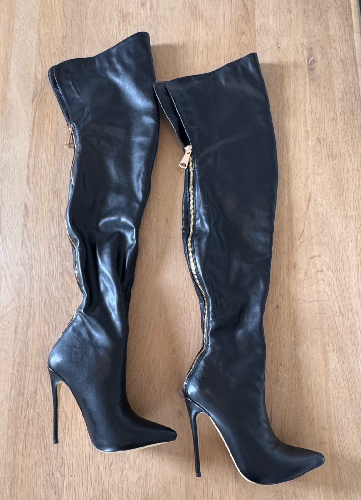 Sexy Overknee Stiletto Laarzen – Nieuw – Originele Doos –, Hoge laarzen, Zwart, Nieuw, Ophalen of Verzenden