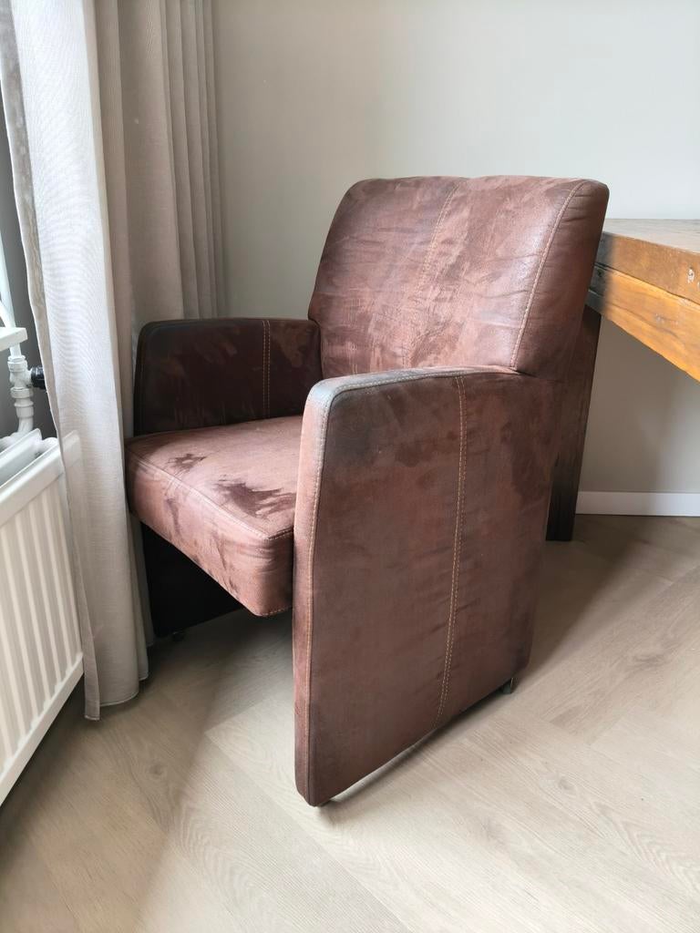 6 Bruine eettafel stoelen, Huis en Inrichting, Ophalen, Gebruikt, Minder dan 75 cm, 50 tot 75 cm