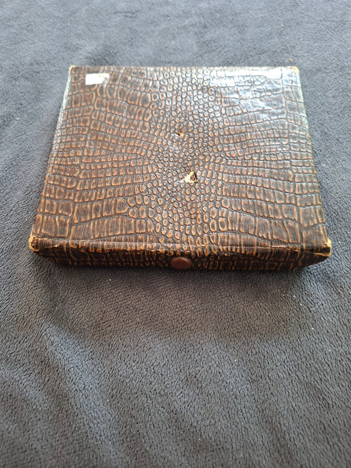 Vintage verzilverde lepeltjes set in krokodillenleren doos, Antiek en Kunst, Ophalen of Verzenden