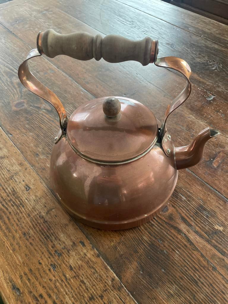 Vintage Koperen Ketel met Houten Handvat - Tagus Stijl, Ophalen of Verzenden, Koper