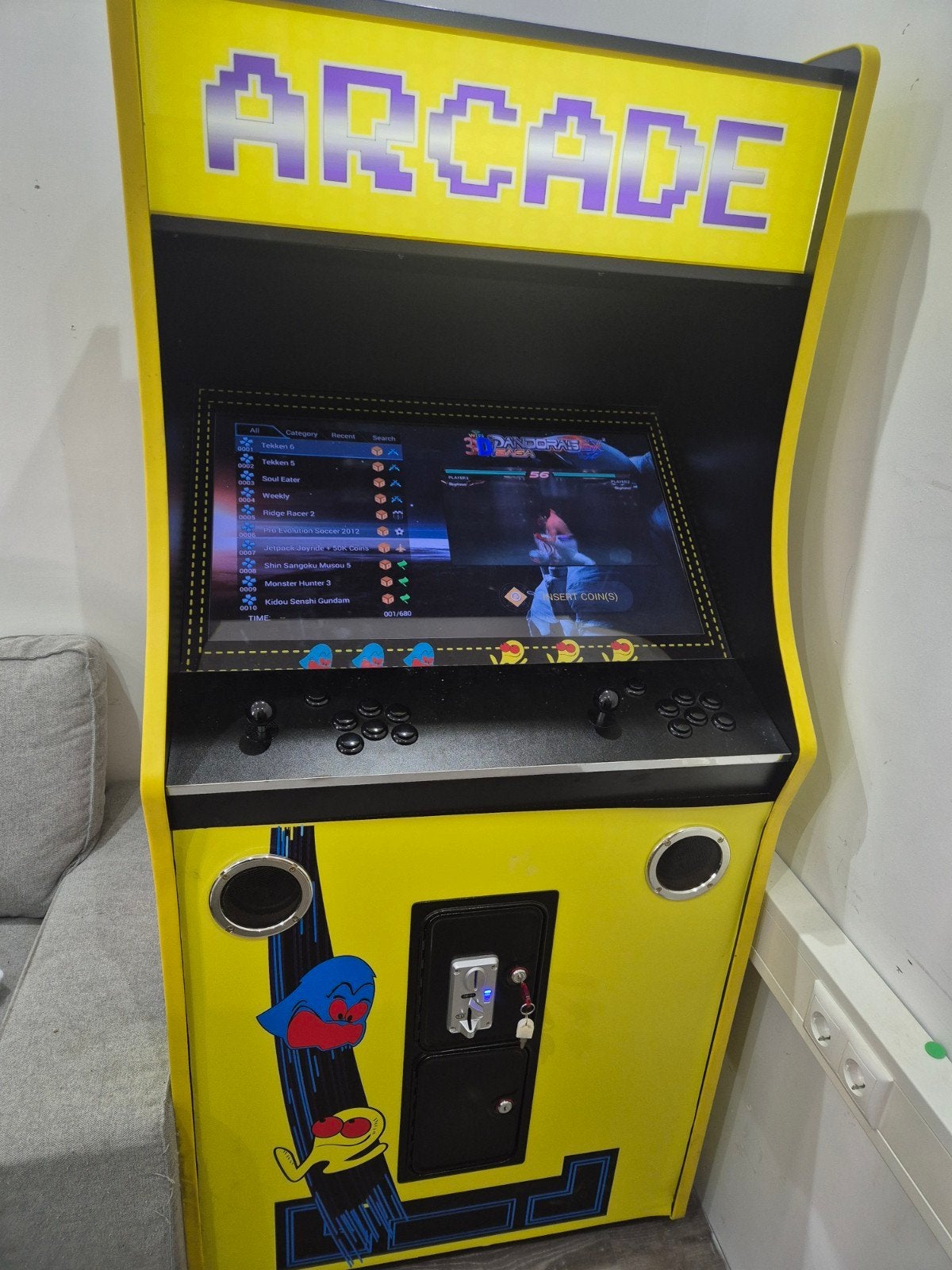 Arcade speelkast met Pac-Man design en veel games, Ophalen, Overige merken, Zo goed als nieuw