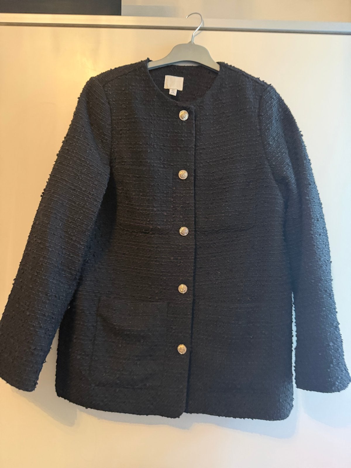 H&M Zwart Bouclé Jasje met Gouden Knopen - Maat S, Ophalen, Zo goed als nieuw, Maat 36 (S), Zwart