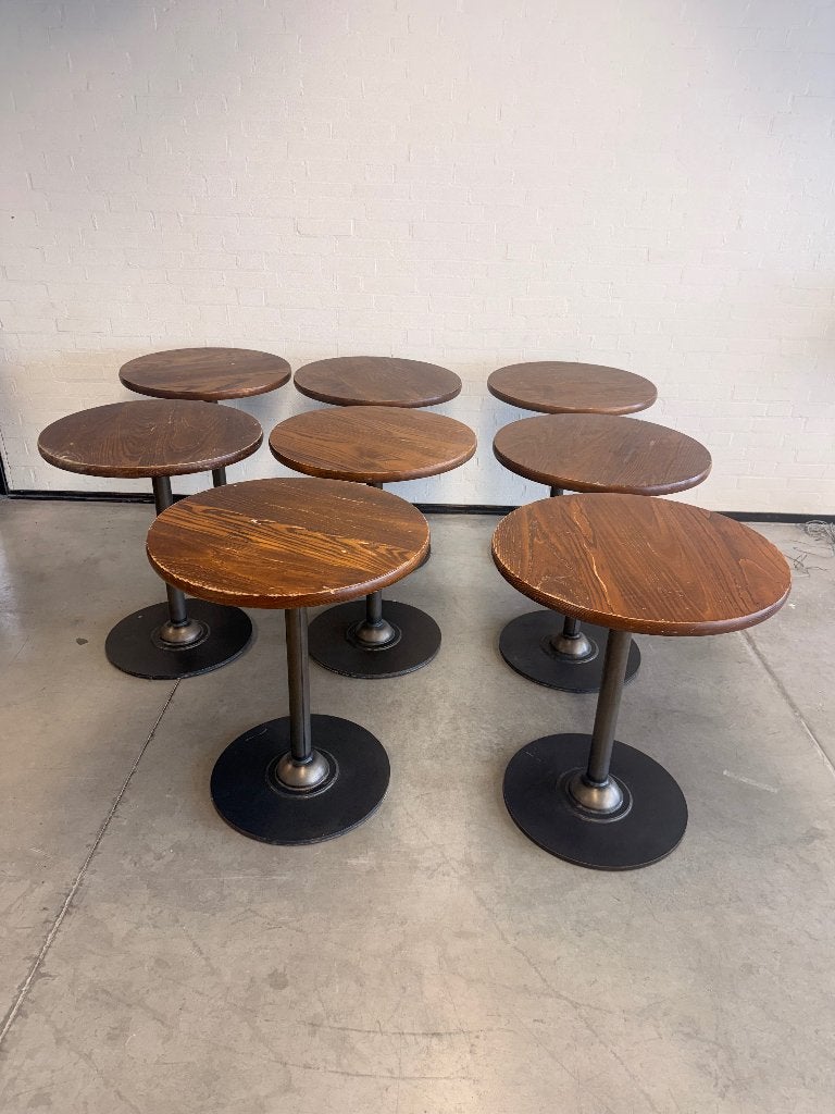 Tafels Bistro koffie bar restaurant café 8 stuks, Ophalen, Gebruikt, 50 tot 100 cm, Rond