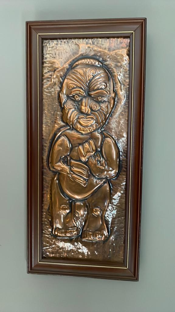 Koperen reliëf van Maori, Antiek en Kunst, Ophalen of Verzenden, Koper