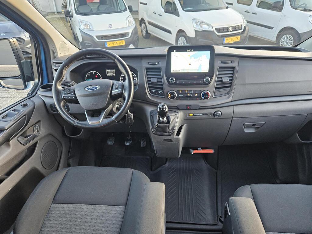 Ford Transit Custom 2.0 TDCI L2H1 DC Airco 2x schuifd navi, Auto's, Bestelauto's, Gebruikt, Euro 6, 4 cilinders, Blauw