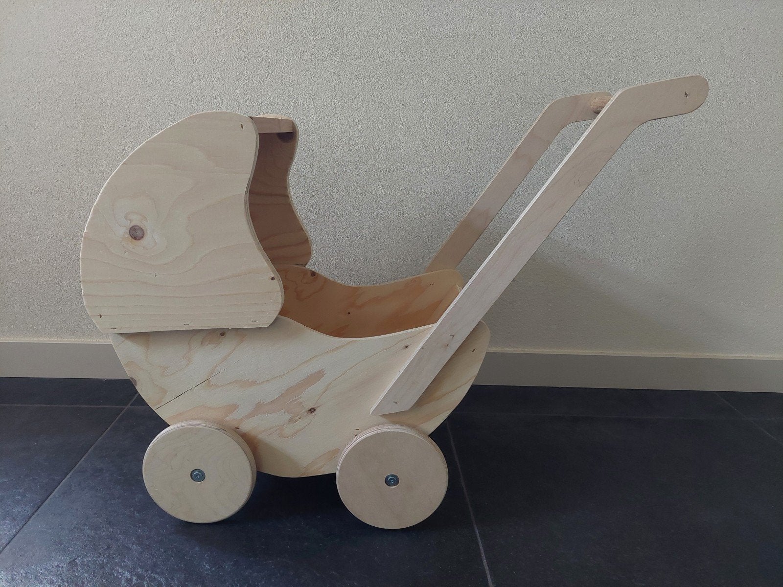 Houten poppenwagen, Ophalen, Nieuw, Duw- of Trekspeelgoed