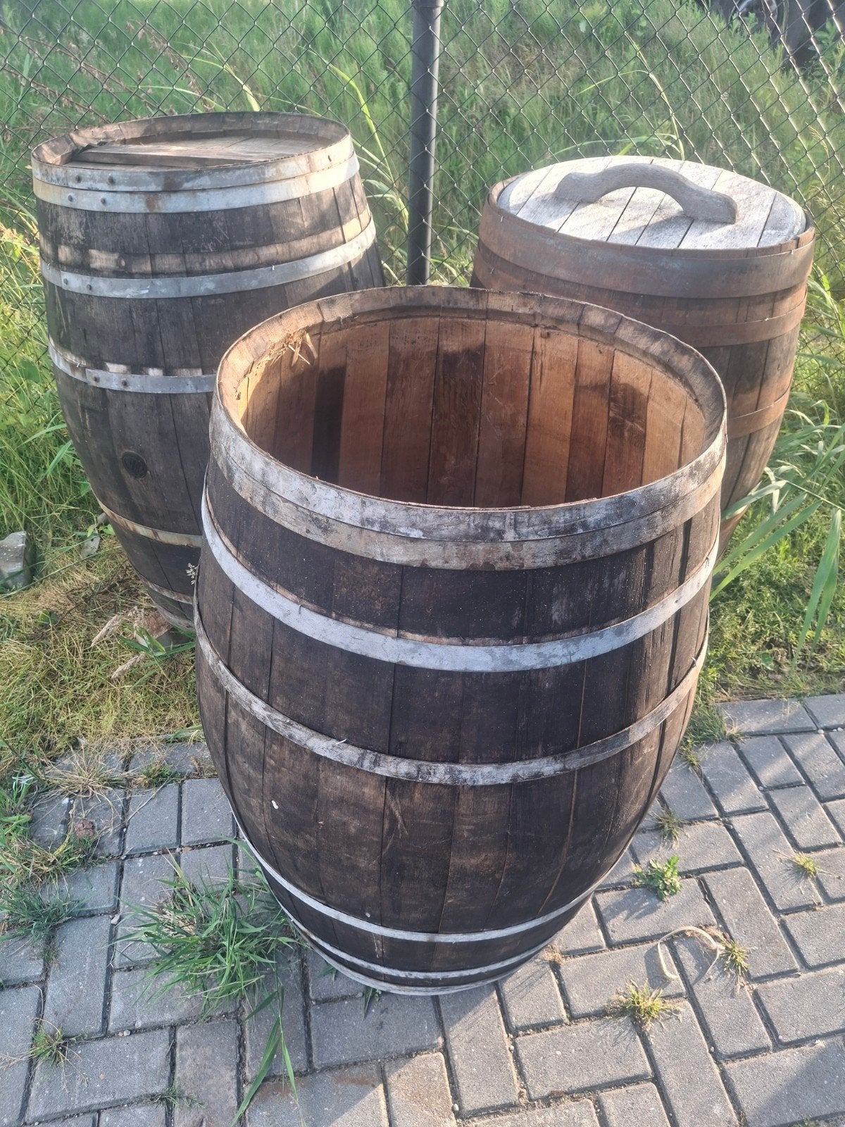 Eiken wijnvaten whiskeyvat regenton bloembak, Tuin en Terras, Regentonnen, 150 liter of meer, Ophalen, Hout