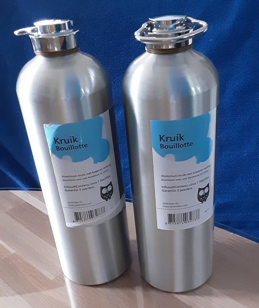 2x Aluminium Baby Warmtekruik Bouillotte - 1 Liter, Ophalen of Verzenden, Zo goed als nieuw