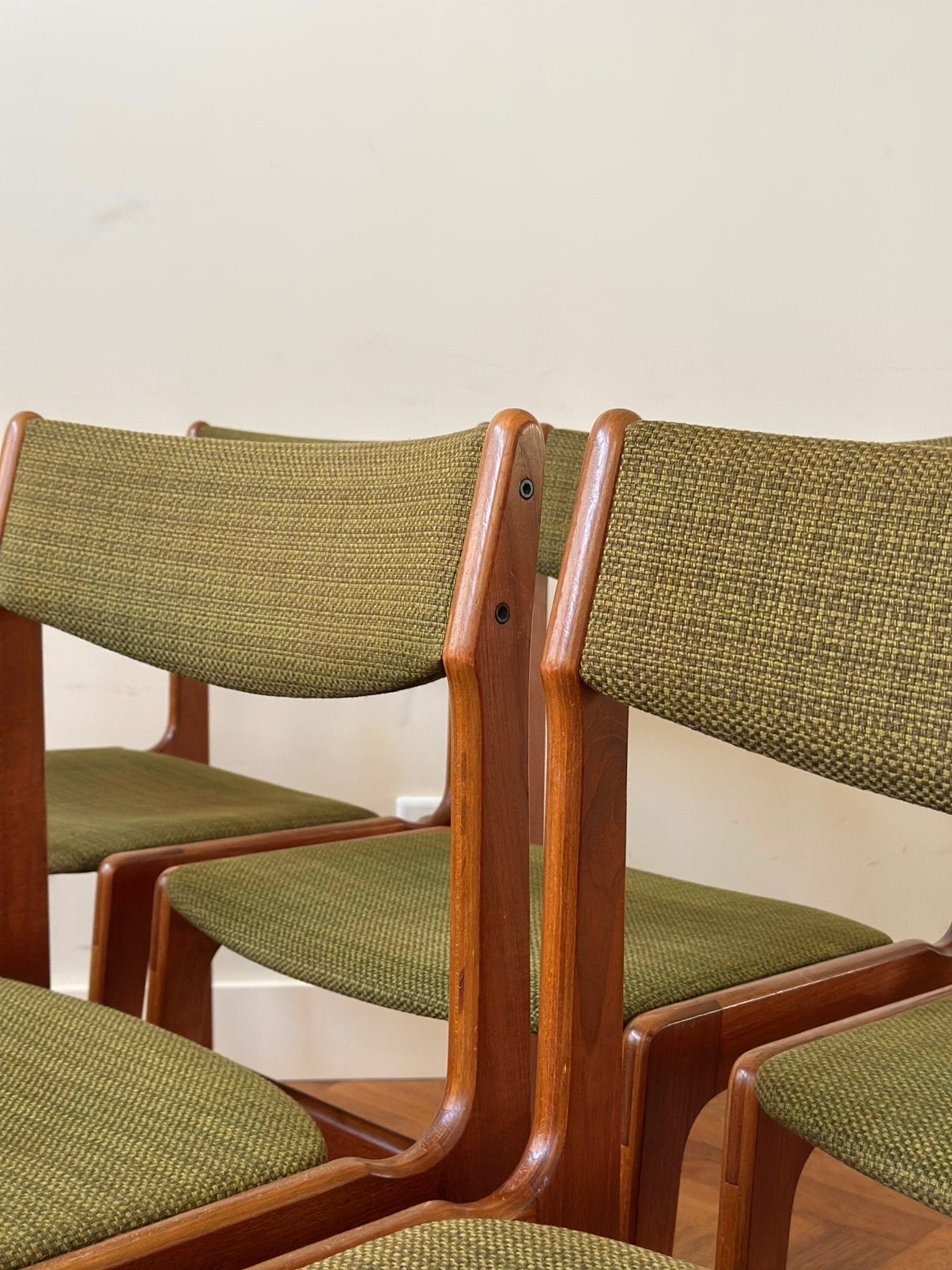 Set 6 vintage stoelen Erik Buch Deens design jaren 50/60/70, Ophalen, Gebruikt, Overige kleuren, Stof