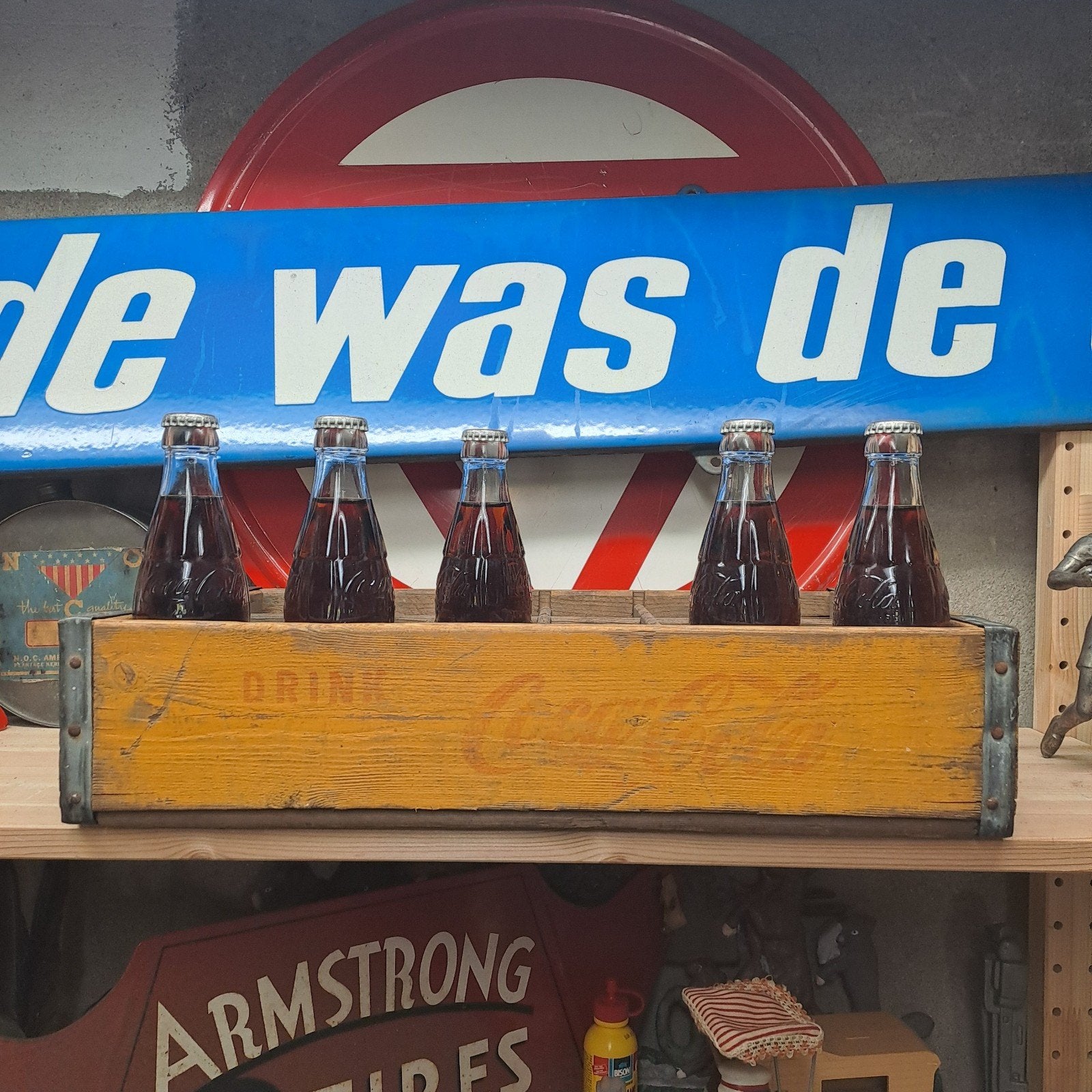 jaren 60 coca-cola kratje met 5 originele oude flesjes, Ophalen of Verzenden, Gebruikt, Overige typen