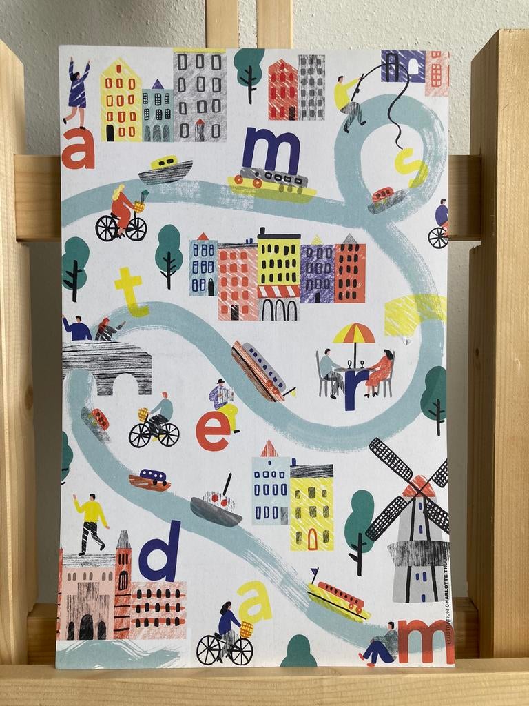 ‘Poster’ tekst AMSTERDAM (uit flow posterboek) illustratie, Overige stijlen, Ophalen of Verzenden, Zo goed als nieuw, Overige typen