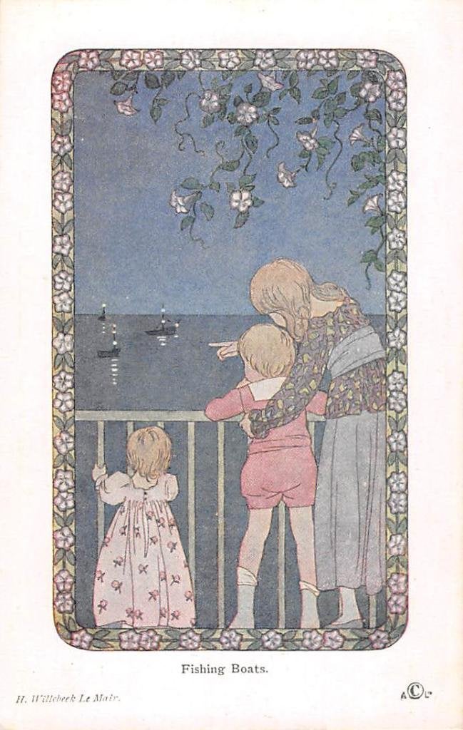Fantasie Illustratie H. Willebeek Le Mair Fishing Boats, Ophalen of Verzenden, Voor 1920, Ongelopen, Kinderen