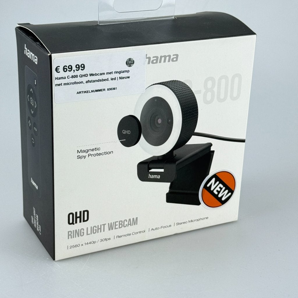 Hama C-800 QHD Webcam met ringlamp met microfoon, afstandsbe, Flex Ltd., Nieuw, https://flex.com/contact-us, Nobelstraat 10, 5807 GA Oostrum